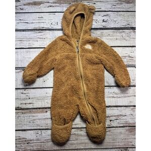 The North Face Campshire One Piece Baby Infant 3-6m Brown Hood Fleece Full Zip